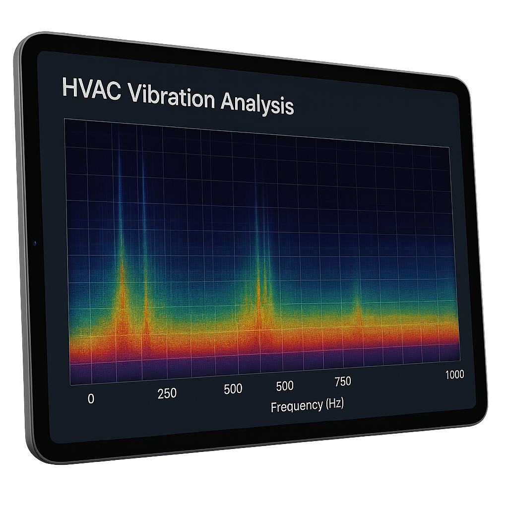 Frequenzspektrum-Analyse für HVAC-Systeme auf iPad-Interface